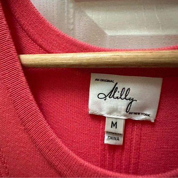 Milly coral pink tank pleaded drop waist dress sz m medium - Picture 2 of 7